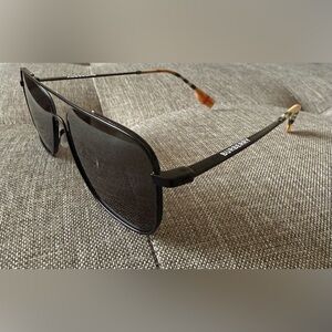 BURBERRY B 3112 Black Metal Sunglasses NWOT